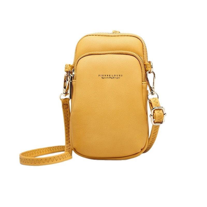 IELGY New Style Simple Messenger Bag Niche Design Portable Storage Ladies Vertical Mobile Phone Bag Yellow