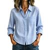 Dames geruit loszittend knoophemd met lange mouwen casual top