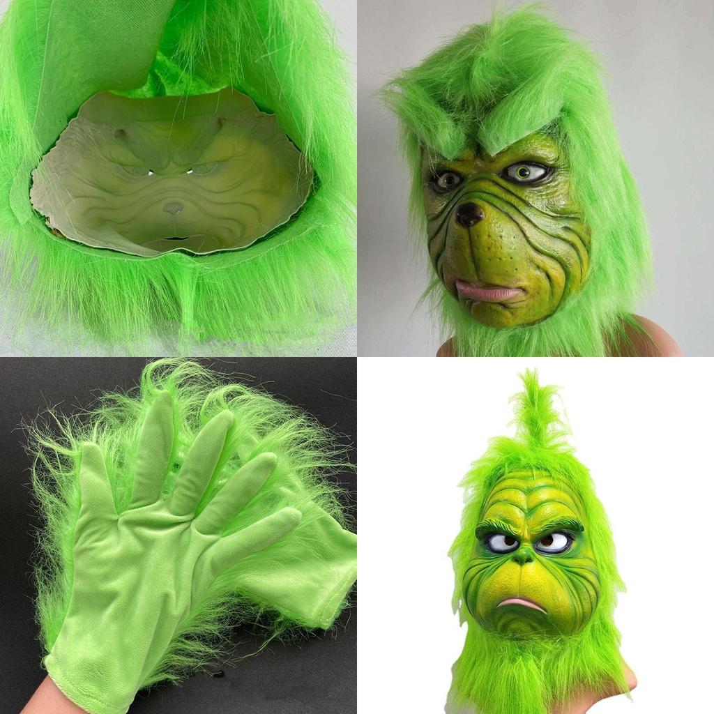 Christmas Grinch Gloves Terrifying Green Monster Costume Accessories