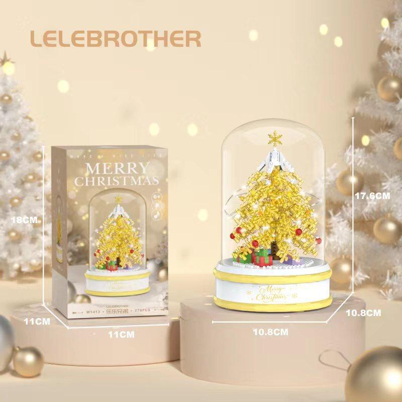 Compatible with LEGO Christmas tree eight music box building blocks Santa Claus snowman assembly toy children's gift