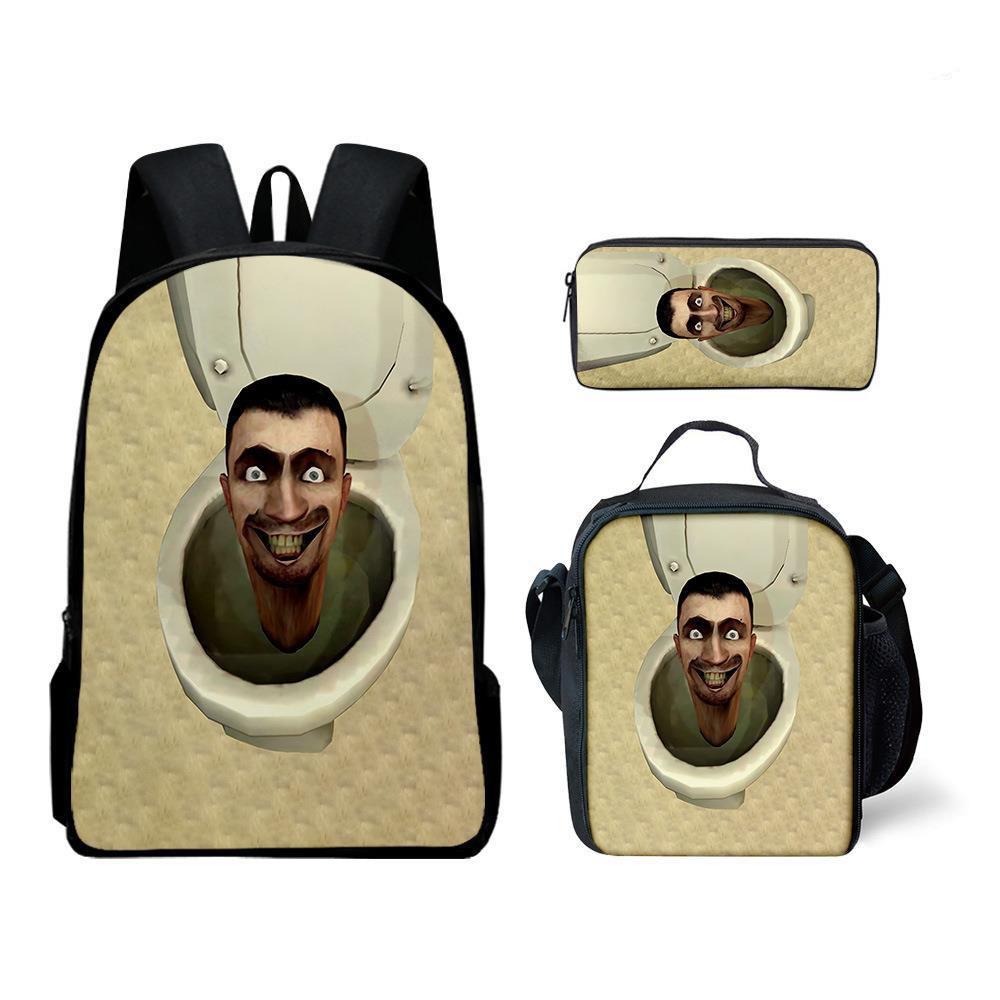 Skibidi toiletman schooltas titan monitorman rugzak schoudertas etui driekoppige set