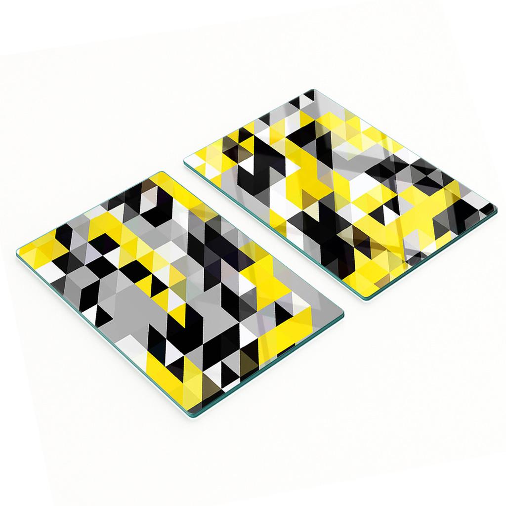 Set of Two Glass Cutting Boards Geometric Figures 2X40X52 Cm