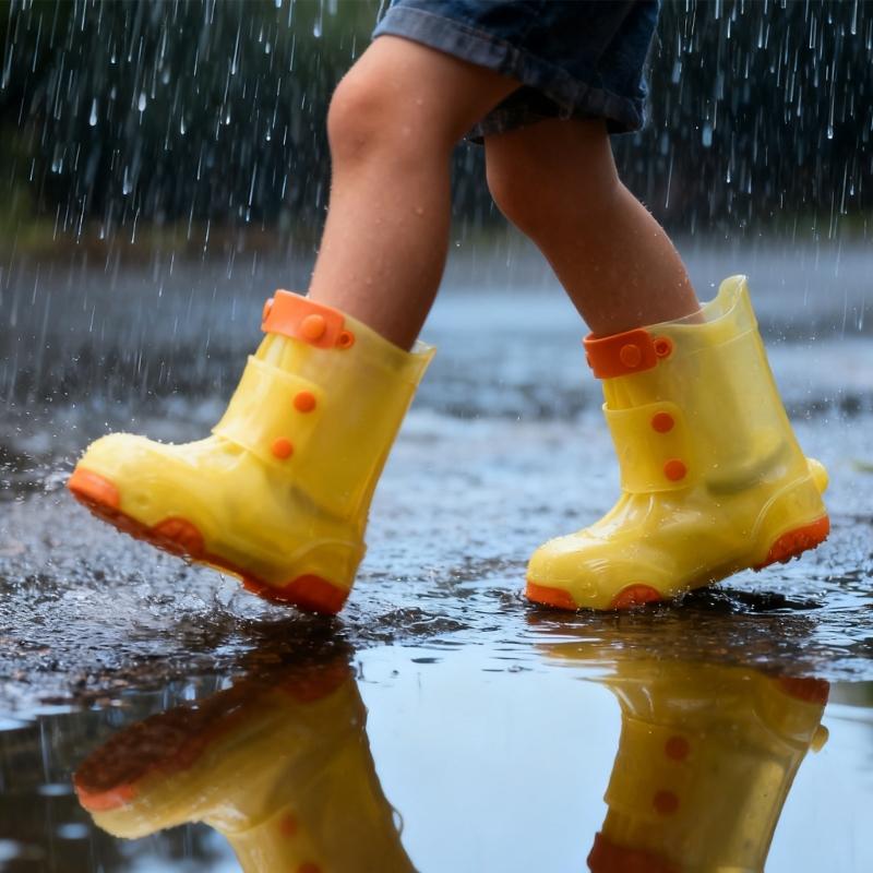 Children Rain Shoe Cover Waterproof Rainproof PVC Galoshes Anti Slip Rain Boot Covers For Toddler Kid Outdoor Activity