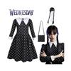 (Dress Bag and Wigs, 8-9 Years) 2023 Movie Wednesday Addams Dress For Girls, Halloween Wednesday Addams Costume Outfit, Kids Cosplay Fancy Dress Up