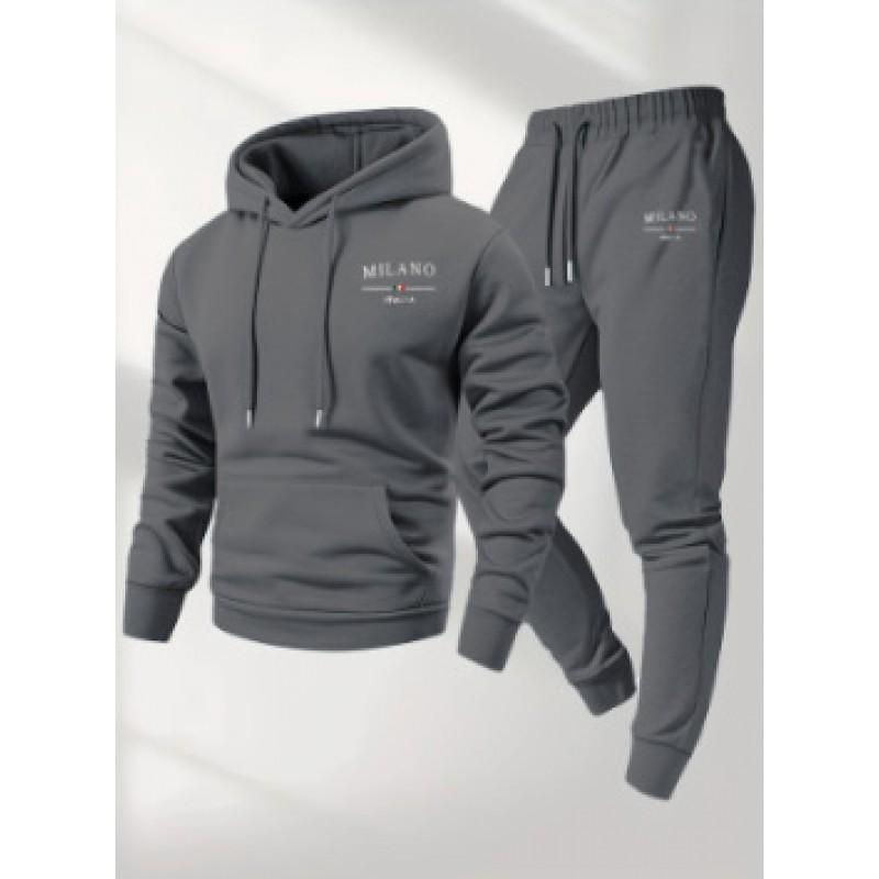 Mens Hooded Oversized Sweatshirt Set Long Sleeve Top Pants Casual Sportswear
