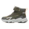 Li Ning Kids Versatile Shock Absorbing Wear Resistant Rebound Warm High Top Casual Shoes Kids Casual Shoes Military-Green Asphalt-Gray YKCU186-35