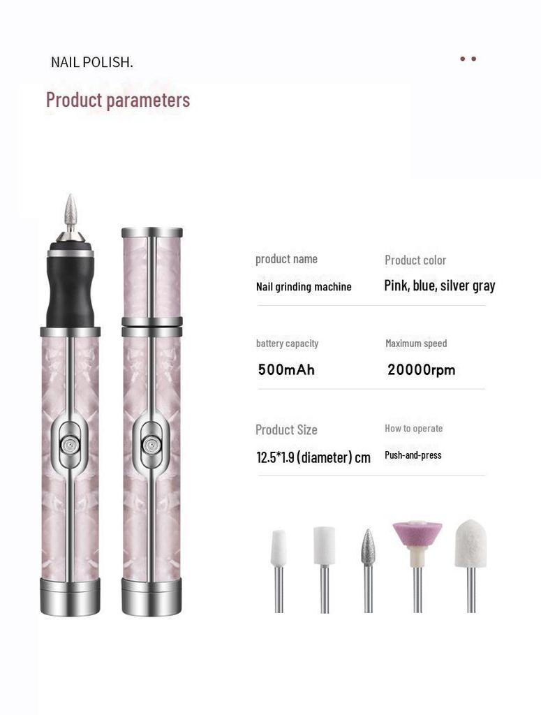 Compact Gray Electric Nail Polisher & Dead Skin Remover Tool