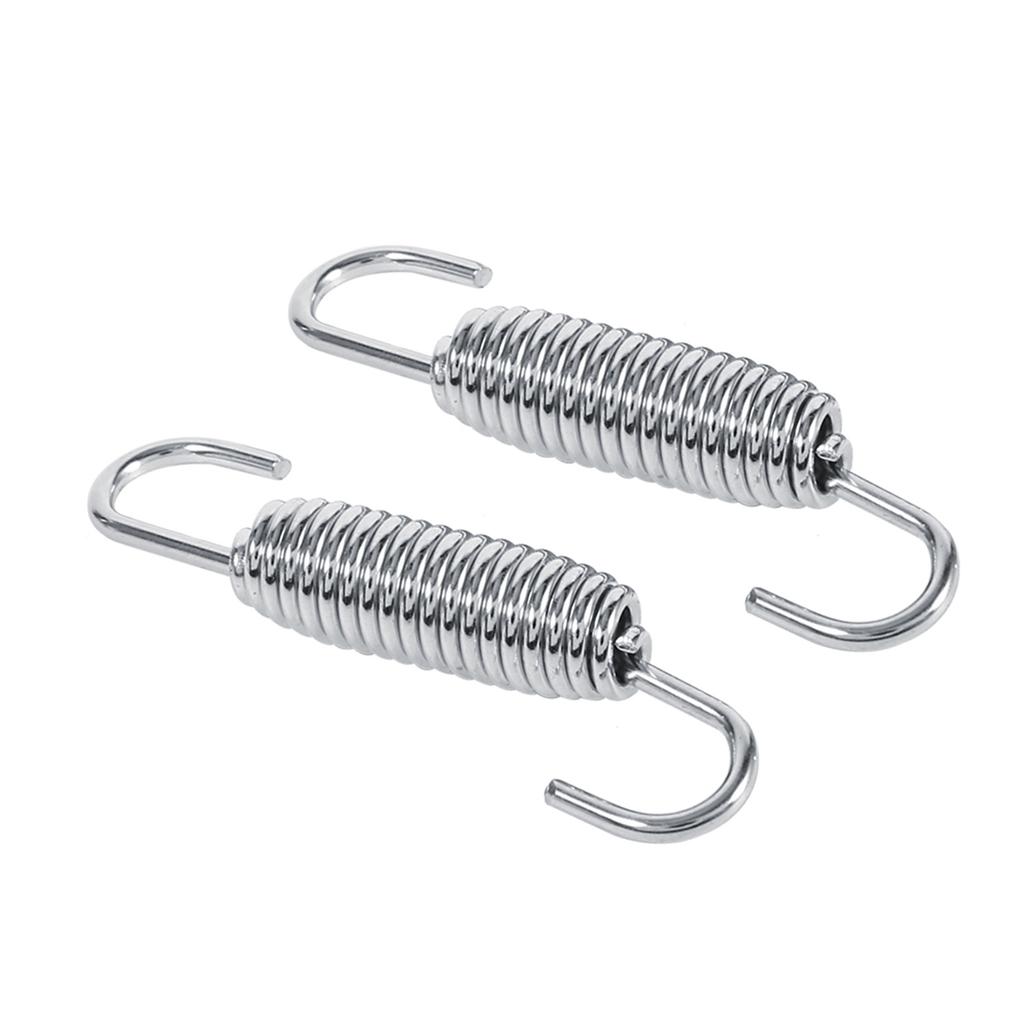 2x Motorcycle Exhaust System Fully Rotatable Mounting Springs Stainless Steel