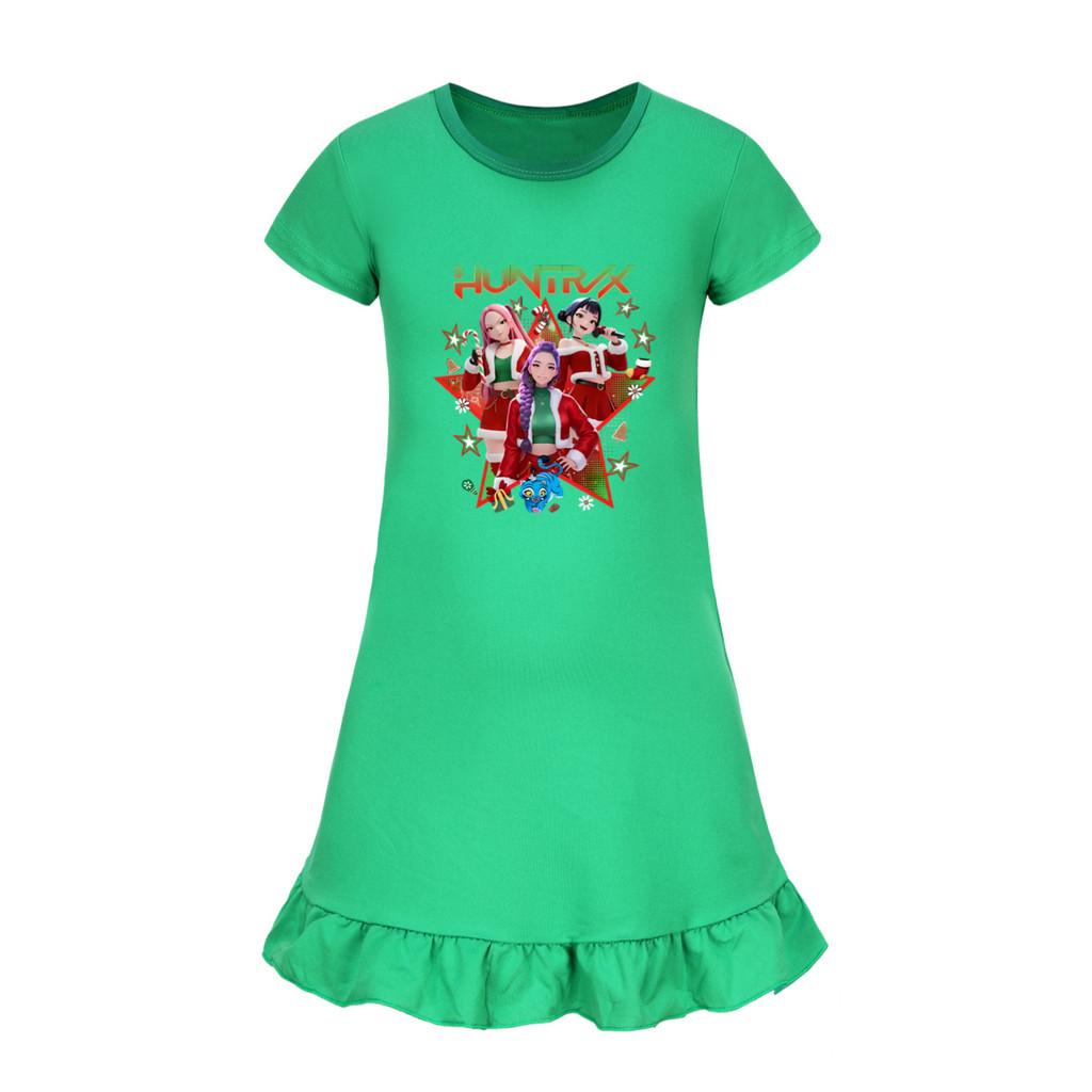 5182 Kids Girls Christmas New Year Mira Zoey Rumi Printed Ruffle Short Sleeves Casual Dress