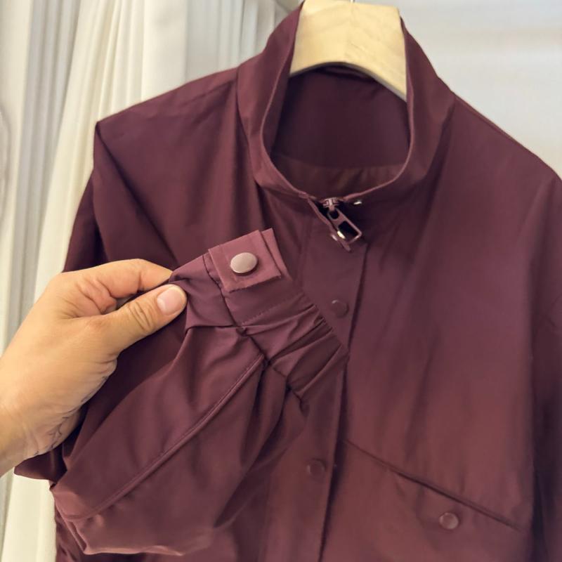 Kort Lange Mouw Dames Veelzijdig Mode Casual Effen Kleur Opstaande Kraag Los Jasje Top