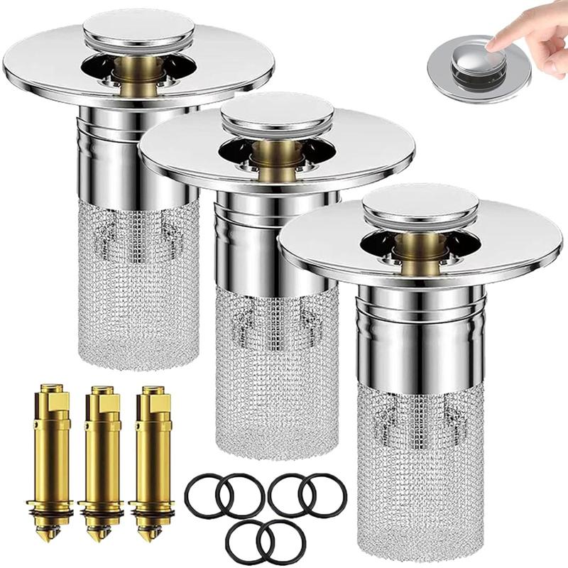 A34R Universal For Bathroom Kitchen (3Pcs) Kitchen Sink Drain Strainer Sink Drain Strainer
