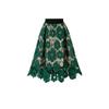 Crochet Hollow Out Flowy Patterned Lace Skirt Casual High Elastic Waist Below Knee Skirt Women's A Line Skirts Elastic Waist Skirts