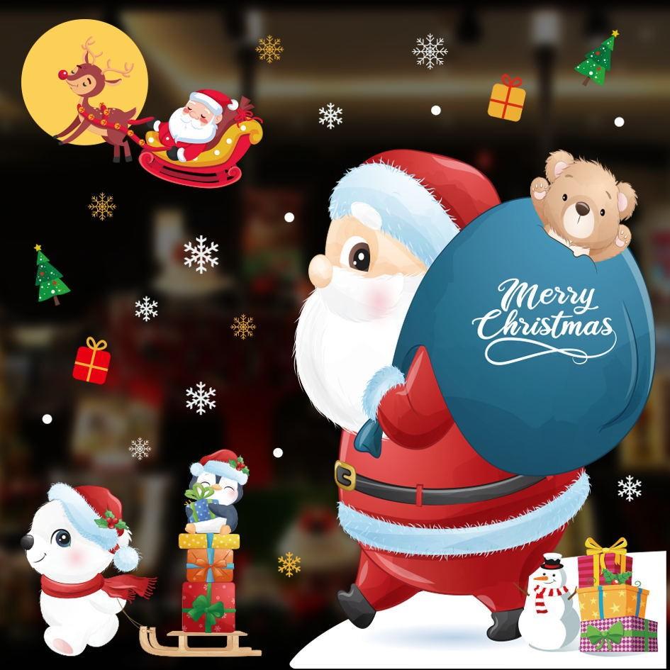 New Pvc Christmas Static Cling Window Decor Featuring Festive Santa Claus Design