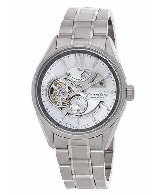 Star Contemporary Stainless Steel Skeleton Silver Dial Automatic RE-AV0125S00B 100M Men's Watch