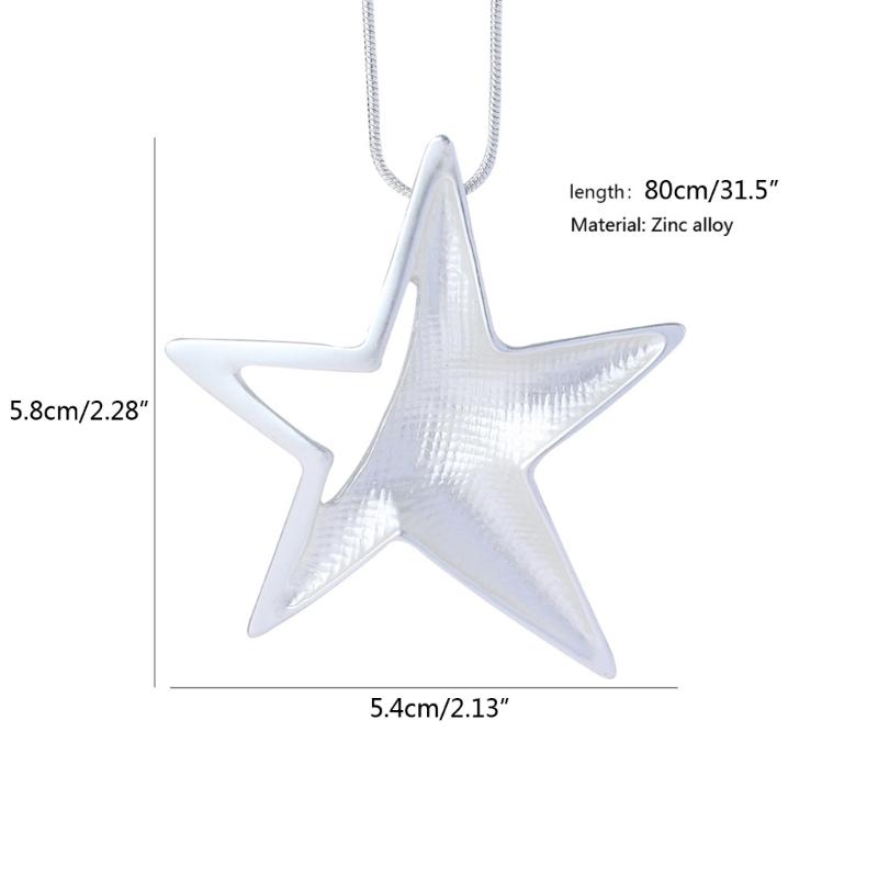 Y2K Hollow Five-pointed Star Pendant Necklace for Women Egirl Korean Fashion Punk Sweater Neck Chain Trend Jewelr