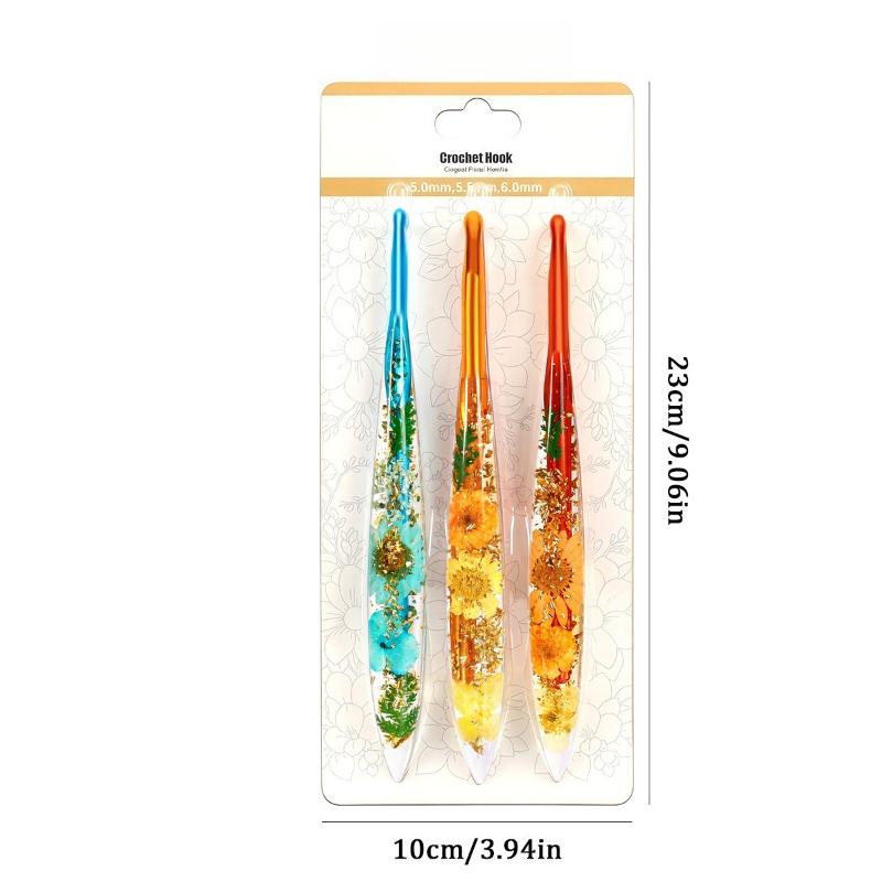 Resin Crochet Hooks Ergonomic Stylish Floral Craft Yarn Weave Knitting Needles Crochet Kit For Blanket Doll Hat Scarf