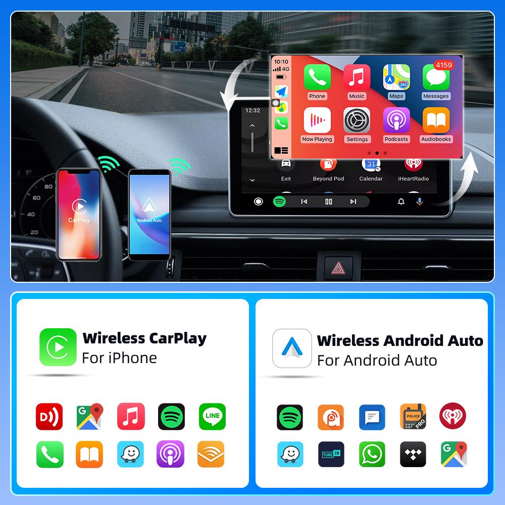 Universal Mini Box  Wired to Wireless Carplay Android Auto 2in1 Mini Adapter Dongle Auto Connect Plug&Play Bluetooth WiF