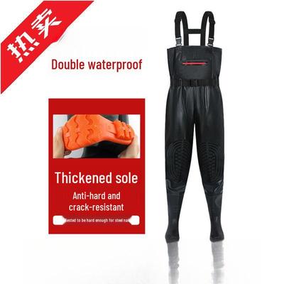 Camouflage Waterproof Wading Pants with Integrated Boots for Fishing