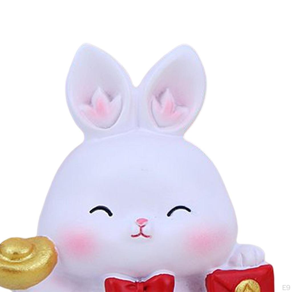 Chinese Statue Car Dashboard Ornament Bunny Figurine for Office Holiday Decoration Gift