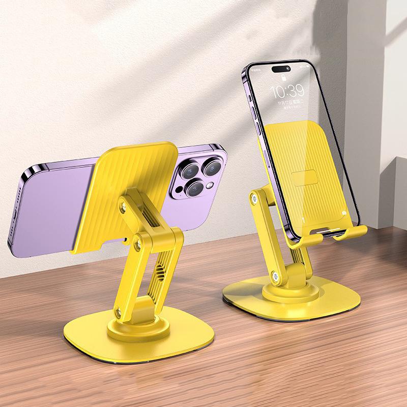

Металева основа з обертанням на 360 градусів, складаний настільний тримач для телефону, настільна лінива підставка для планшета, кріплення-підставка для iPhone, iPad, Xiaomi Tab, Samsung жовтий