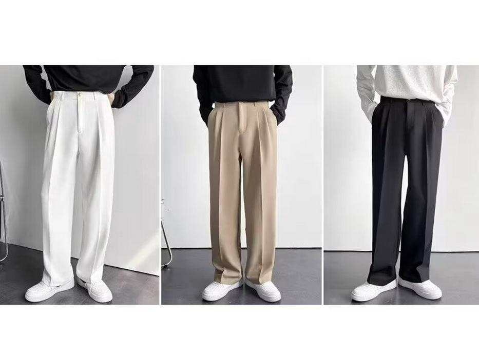 Men's Spring Japanese-Style Casual Black Wide-Leg Trousers 