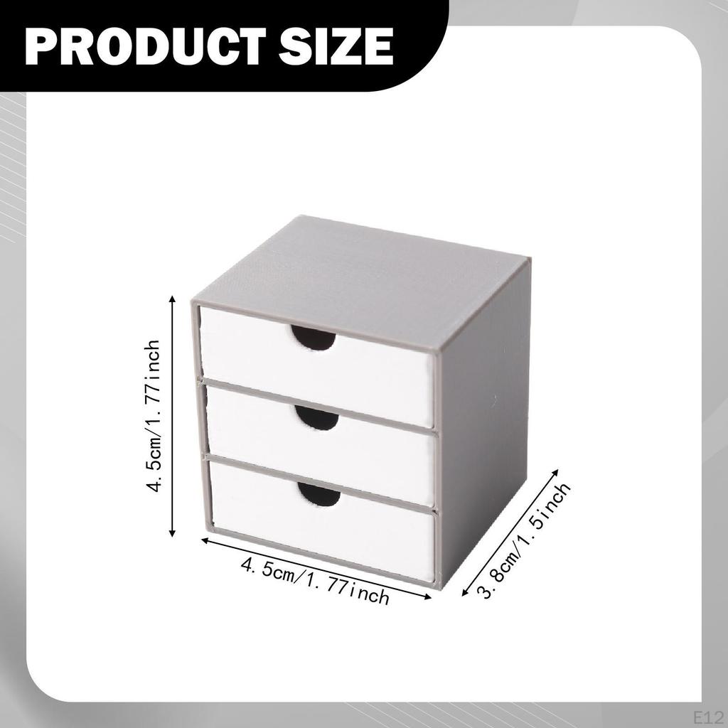 1/12 Dollhouse Cabinet 3 Layer Drawers Dolls House Decor Bedroom Ornament Miniature Desktop Filing