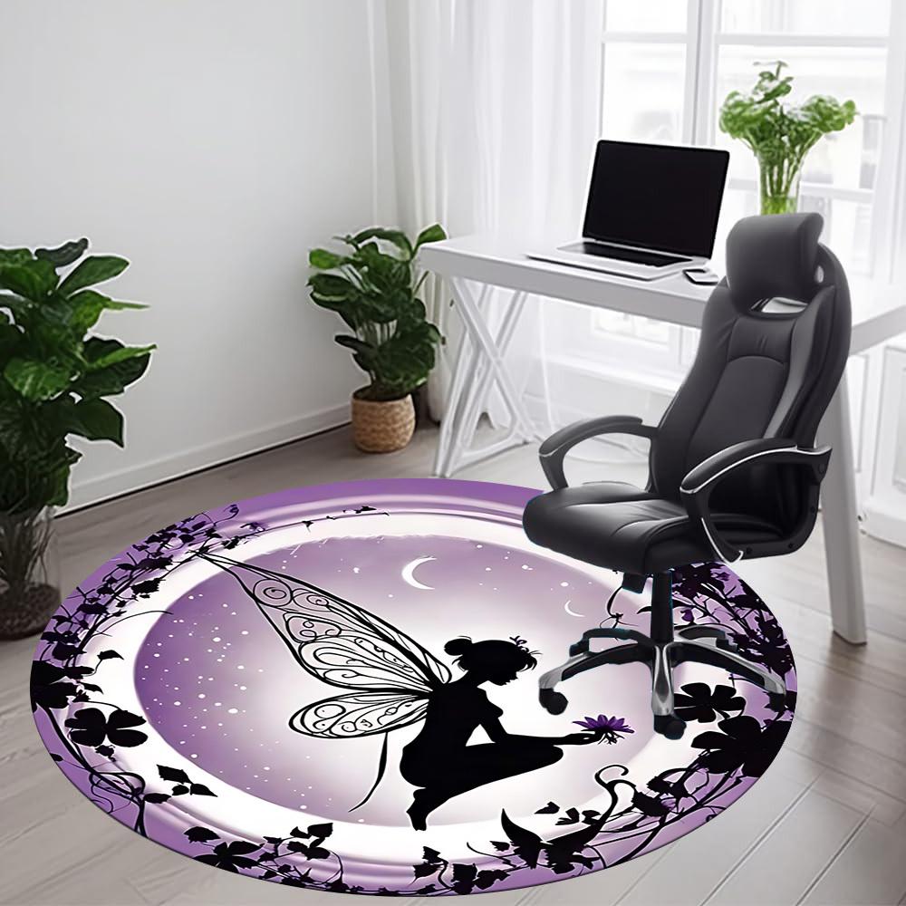 1pc Fairy Garden Office Round Area Rug, Indoor Mat Suitable ForOffice, Under Office Chairs Bedroom Living Room Home Decor, Room Deco, T145