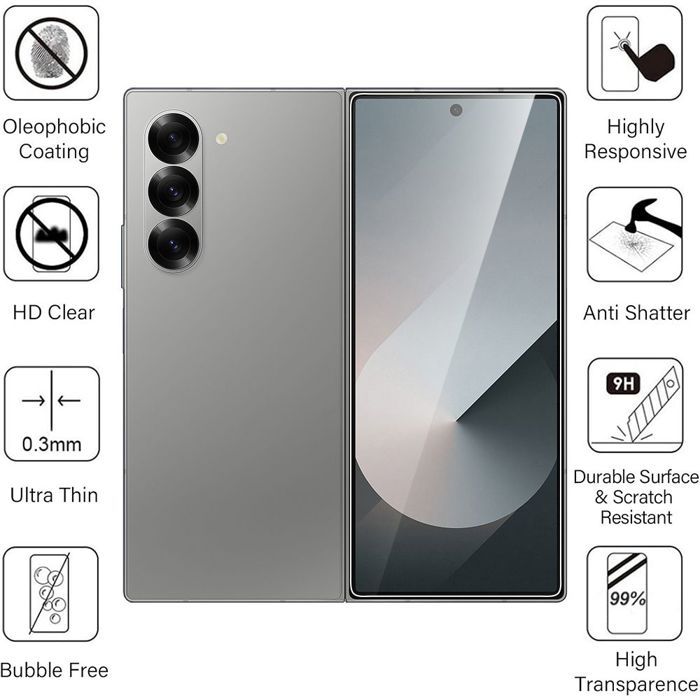 Lot-3 Tempered Glass for Samsung Galaxy Z Fold 7 - BOOLING - 9H Screen Protector Shockproof Anti-Scratch