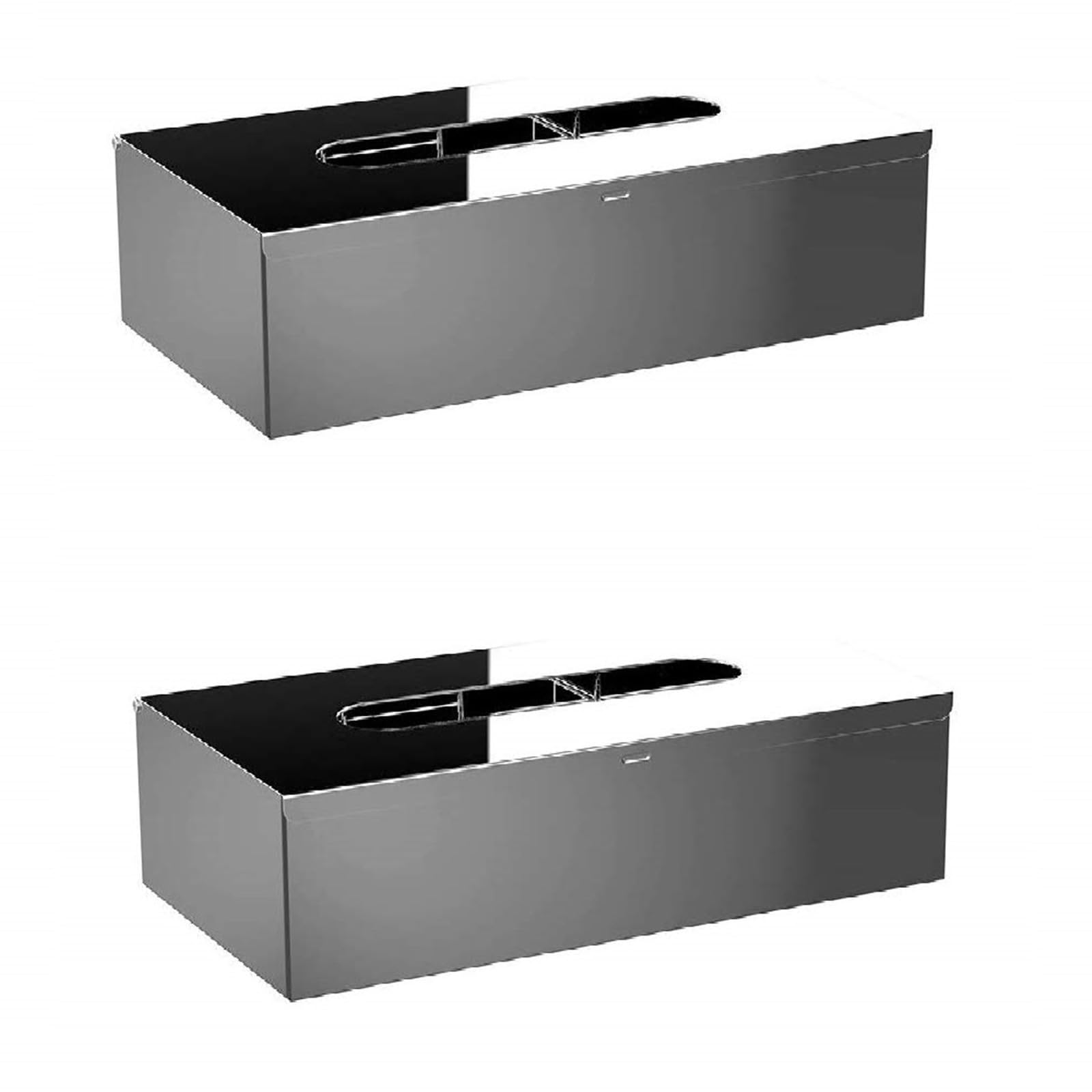 

2-Piece Tissue Case, Luxury Tissue Box with Tissue Cover, Mirror-Finish Stainless Steel, Tissue Storage, Living Room, Office, Flat-Laying Tissue Box