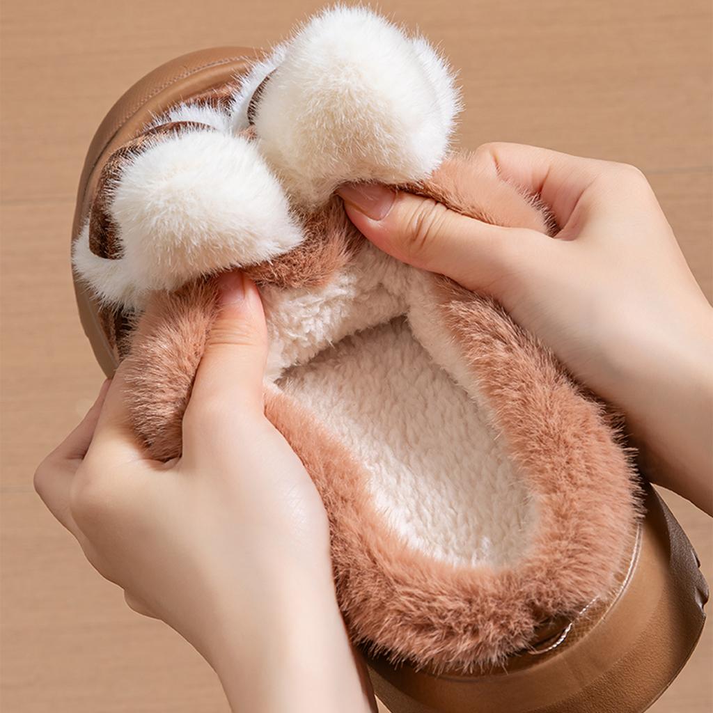 Cotton slippers winter indoor thickened bottom bow cute velvet warm outer wear fluffy slippers
