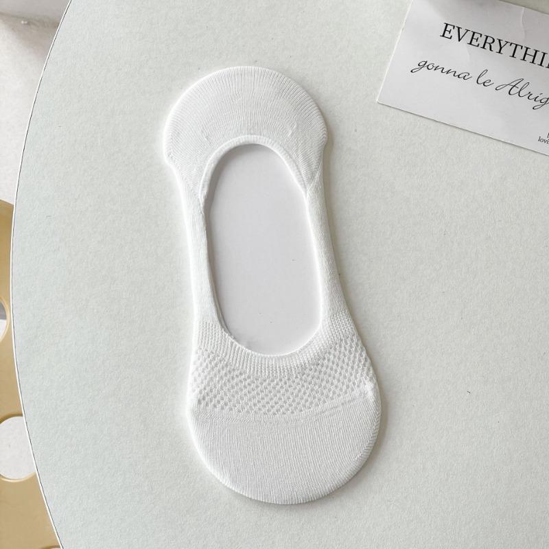 Women's Summer Thin Solid Color Mesh Silicone Non Slip Shallow Mouth Invisible Boneless Heel Socks