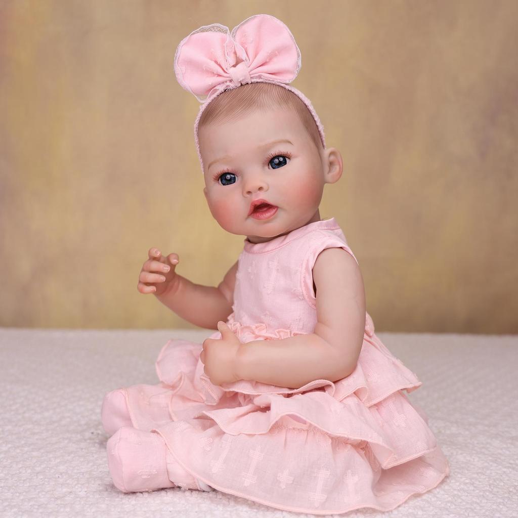 18 Inch Lifelike Reborn Bady Doll Full Silicone Vinyl with Visible Veins Newborn Dolls Early Educational Toys Toddler Birthday Gifts