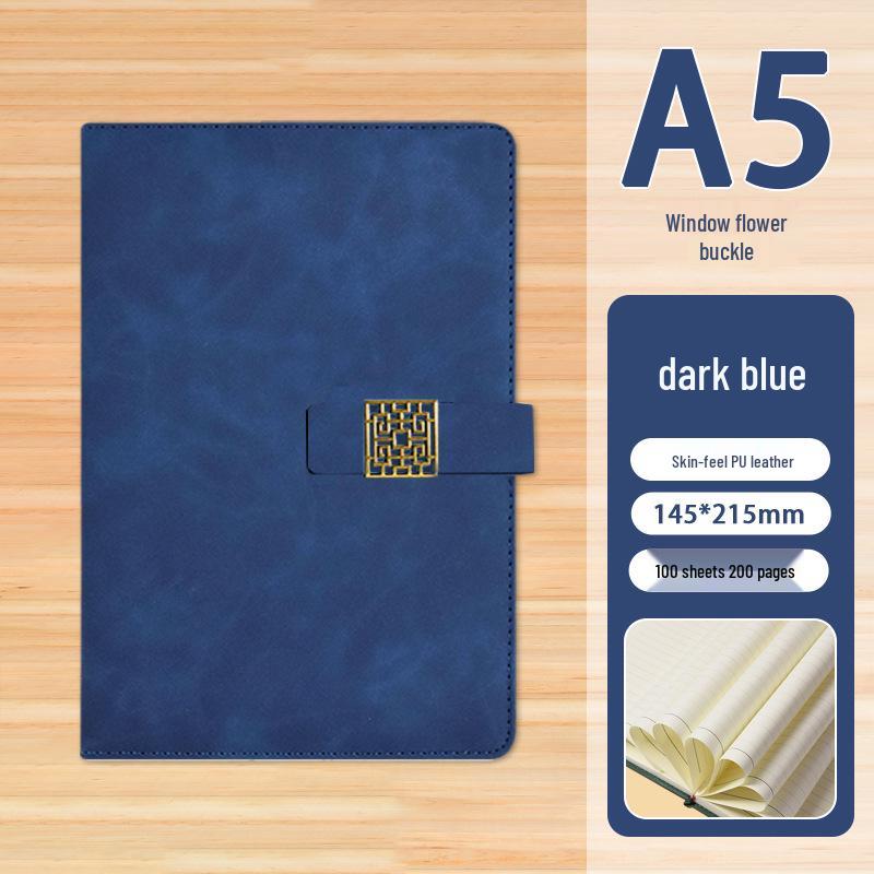 High-End Soft Leather Business Notebook with Magnetic Buckle and Custom Logo - Ideal Gift Set