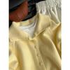Women's Autumn/Winter Soft Yellow High-Neck Button Knit Cardigan Sweater