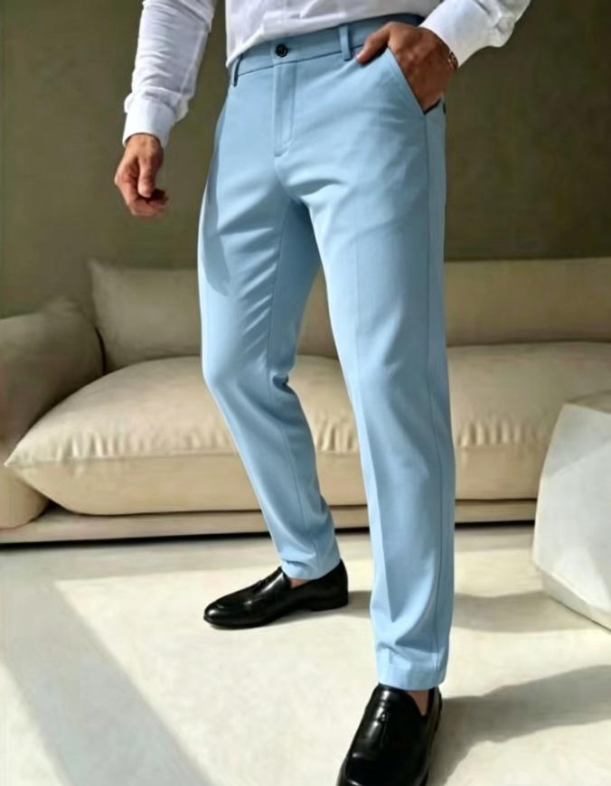 New Men's Business Casual Pants Straight Trousers Commuting Versatile Solid Color Trousers Men's Wholesale