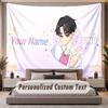 Custom Name Text Tapestry Kpop Demon Hunters Personalized Polyester Wall Tapestry For Bedroom And Room