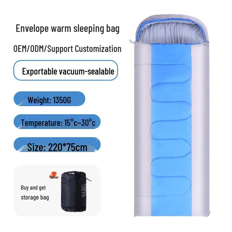 Outdoor Camping Portable Envelope Sleeping Bag - Dirt-Proof, Warm, Thick, Pure Cotton for Adults