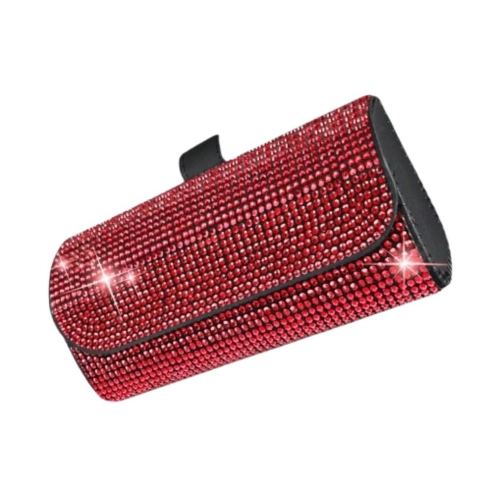 Rhinestone Sun Visor Glasses Case Bling Sunglasses Storage Box Car Eyeglasses Holder  Driving