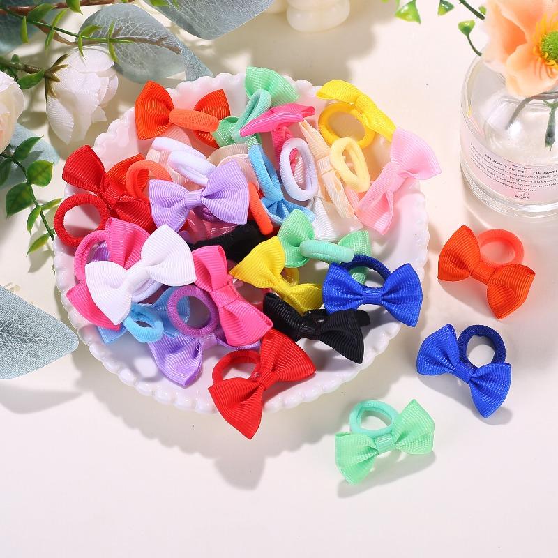 1 Baby Color Mixed Bow Headband Set Suitable All Seasons,mini Bow Design Cute Playful Material Soft Not Damaging Hair