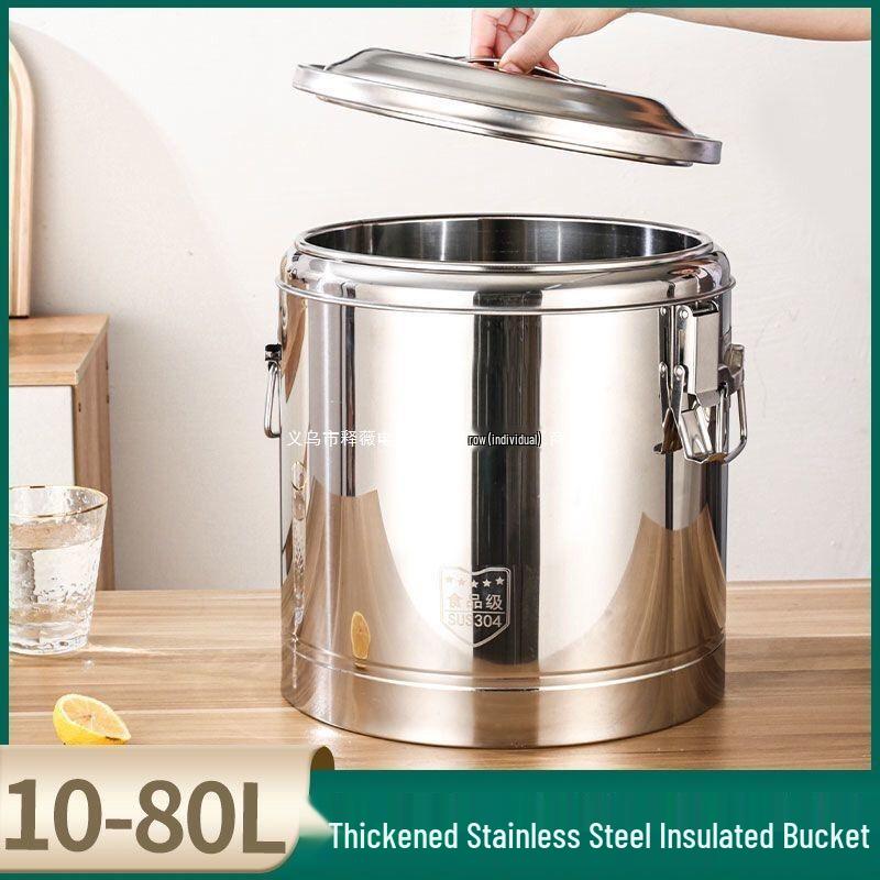 30L Stainless Steel Insulated Bucket with Spigot for Ice, Soup, Tea, or Soy Milk.