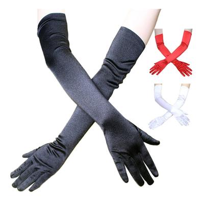 Lange Satinhandschuhe, modische, dehnbare lange Abend-Opern-Satinhandschuhe für Hochzeitsauftritte und Partys