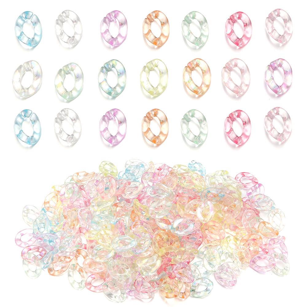 100pcs 16X12mm Acrylic Link Chain Mixed Color Hook Clasp Open Buckle Beads Connector For Jewelry Making DIY Necklace Key Chain