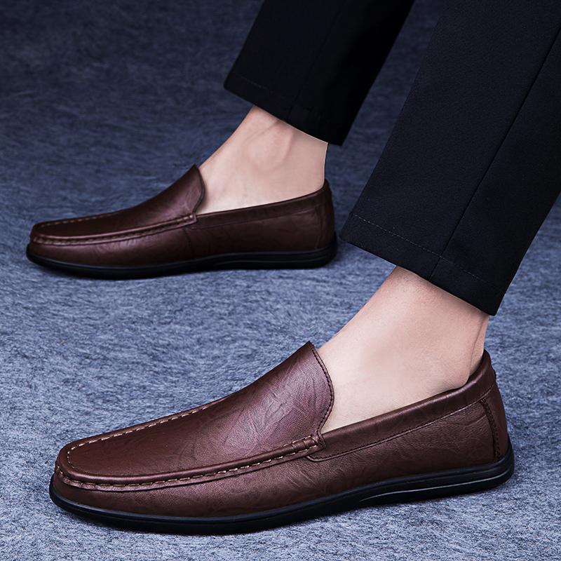 Fashion Classic Men's Genuine Leather Loafers Men Fashion Comfortable Driving Shoes Slip-On Moccasins Anti-Slip Lightweight Casual Shoes
