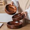 Handmade Solid Wood Bowl Stackable Snack Serving Tray Practical Wooden Salad Plate  Home