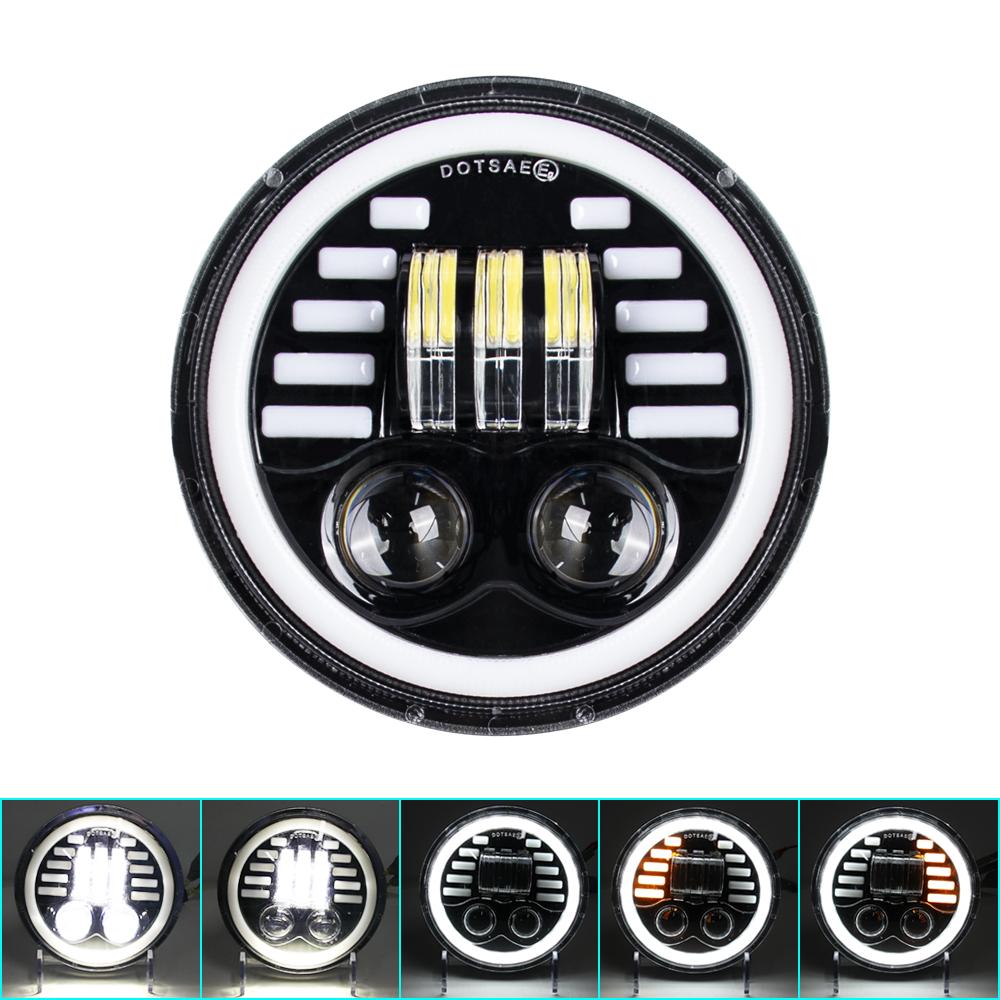 5.75 Inch Black Halo Angel Eyes LED Headlight For Triumph Sportster 1200 883 Street 500 750 5-3/4" Projector Round Headlamp