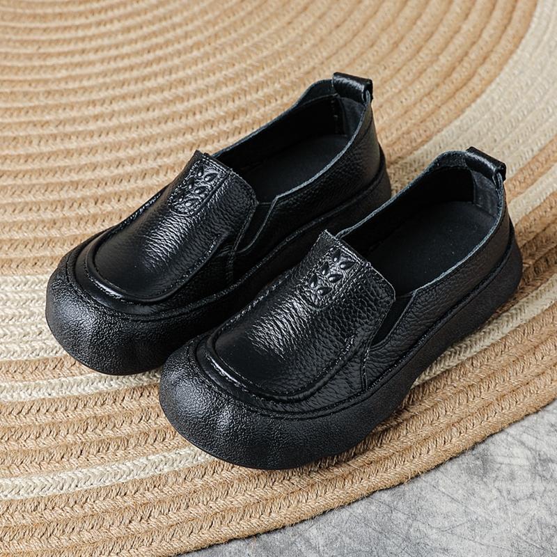 New Women's Loafers Shoe Antislip Retro Genuine Leather Shoes Women Comfortable Female Boat Shoes Spring and Autumn