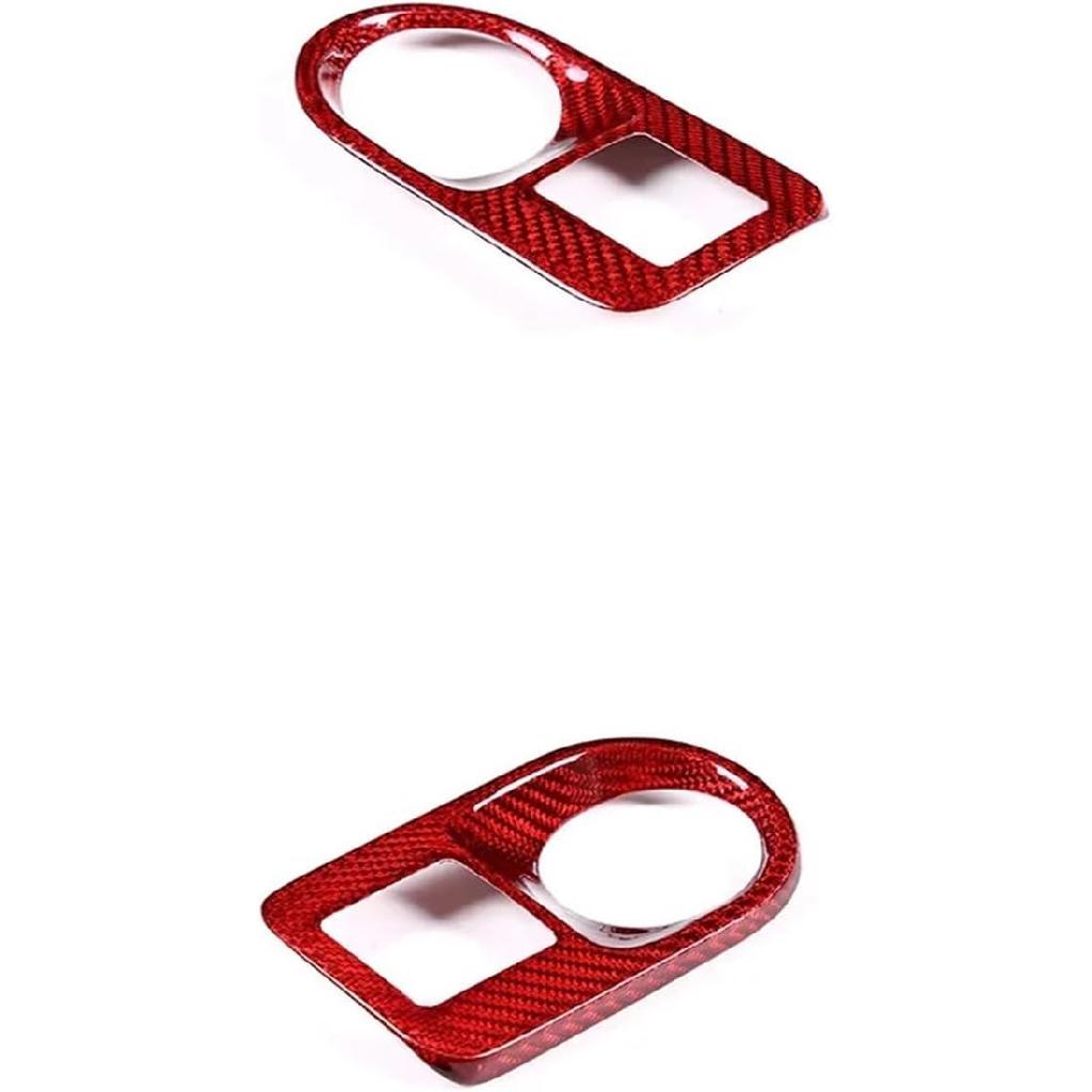 Interior Headlight Switch Frame Cover Sticker Trim Compatible for Porsche Cayenne 2018-2023 Real Carbon Fiber Car Styling Interior Accessories(Red)