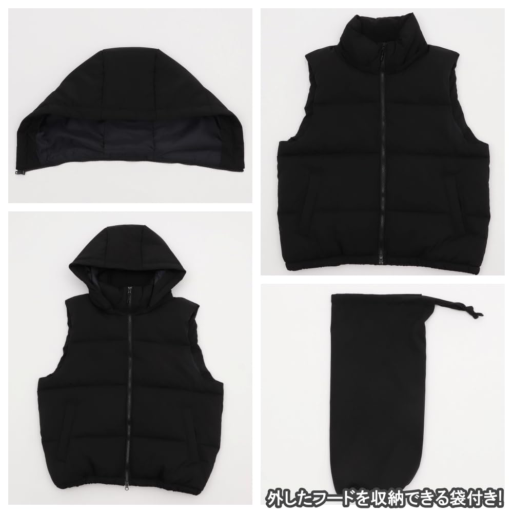WEGO Puffer Cold Weather Clothing with Size White Men's 2-Way Vest, Outerwear, Hood, Streetwear, Outdoor, Gift, Fall/Winter Clothing, M,