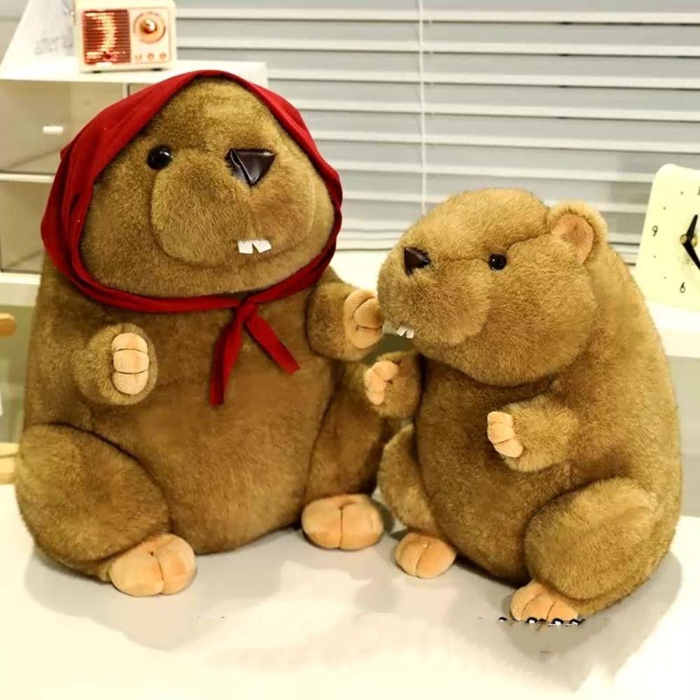 Soft Groundhog Plush Toys PP Cotton Stuffed Groundhog Toy Simulation Groundhog Doll Kids Gifts