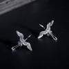 Copper Crane Stud Earrings Retro Fashion Jewelry Exquisite Ear Studs  Party